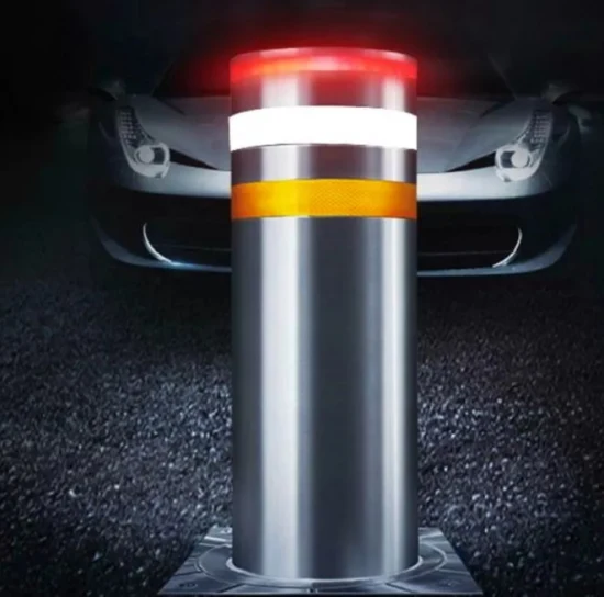Bloqueador de barrera de columna de elevación de carretera hidráulica LED de acero inoxidable completamente automático